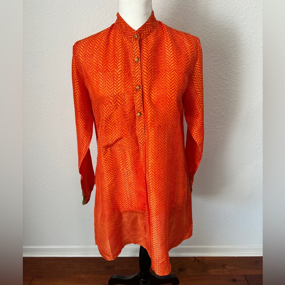 Roberta Roller Rabbit Vibrant Orange Patterned Silk Dress